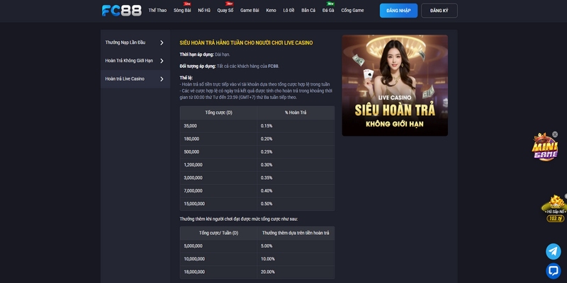 Hệ thống tính cược hợp lệ hoàn trả casino